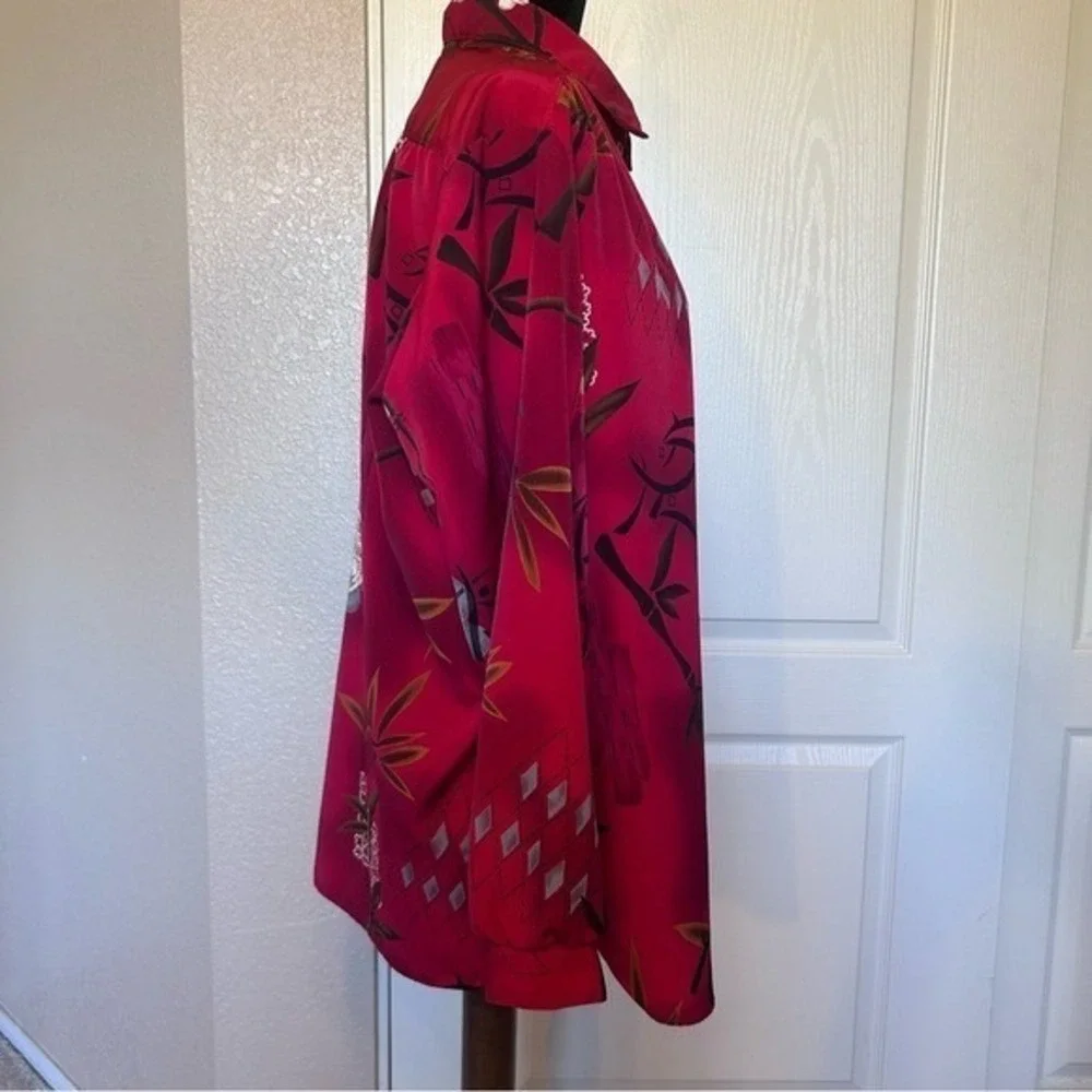 All Hours Red Button Down‎ Shirt Blouse Size 40